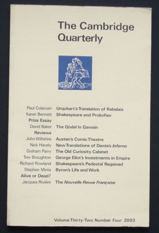 Image for The Cambridge Quarterly. Volume Thirty-Two Number Four 2003