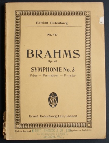 Image for Brahms Op. 90. Symphonie No. 3. F dur - Fa majeur - F major. Fur Orchester.