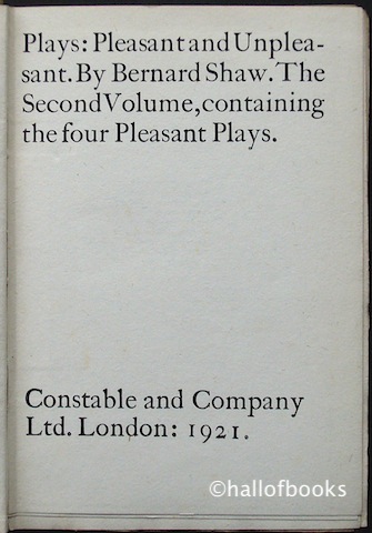 Image for "Plays: Pleasant And Unpleasant. The Second Volume, Containing The Four Pleasant Plays"