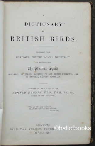 Image for "A Dictionary of British Birds. Reprinted from Montagu's Ornithological Dictionary and incorporating the Additional Species described by Selby; Yarrell, in all three editions; and in Natural History Journals"