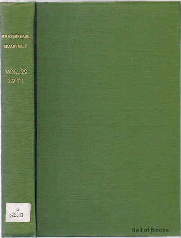 Image for Shakespeare Quarterly Volume XXII 1971 (Issues 1 to 4 plus index)