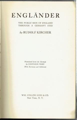 Image for Englander: The Public Men Of England Through A German's Eyes