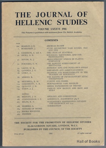 Image for The Journal Of Hellenic Studies: Volume LXXXVI 1966