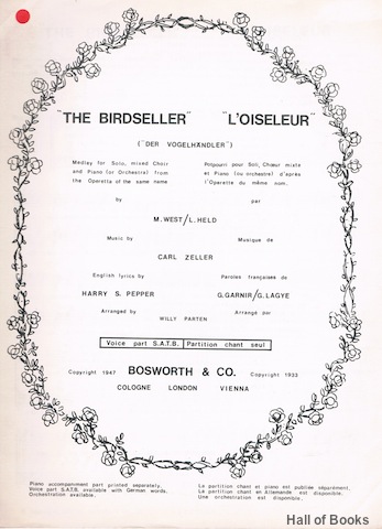 Image for &#34;The Birdseller, L'Oiseleur (Der VogelHandler): Medley for Solo, mixed Choir and Piano (or Orchestra) from the Operetta of the same name&#34;