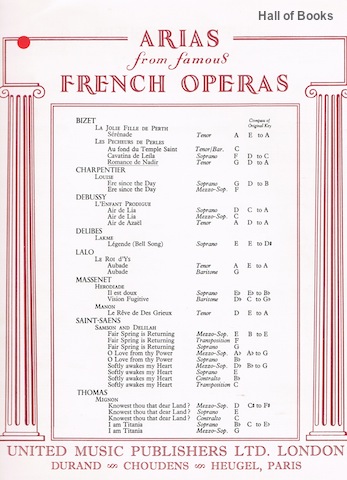 Image for Les Pecheurs De Perles: Romance de Nadir (Arias From Famous French Operas)