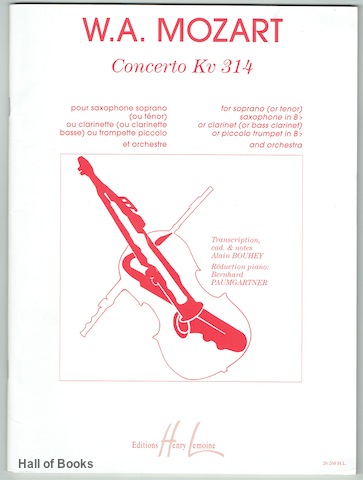 Image for "Concerto Kv 314: For Soprano (or Tenor) Saxophone in B Flat, Or Clarinet (or Bass Clarinet) or Piccolo Trumpet in B Flat And Orchestra. Piano Reduction."