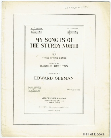 Image for My Song Is Of The Sturdy North In C Minor. No.3 of Three Spring Songs. Vocal Score