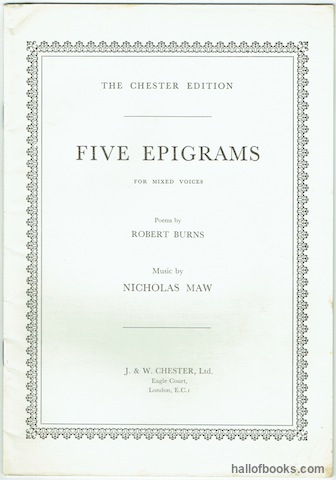 Image for Five Epigrams For Mixed Voices (The Chester Edition)