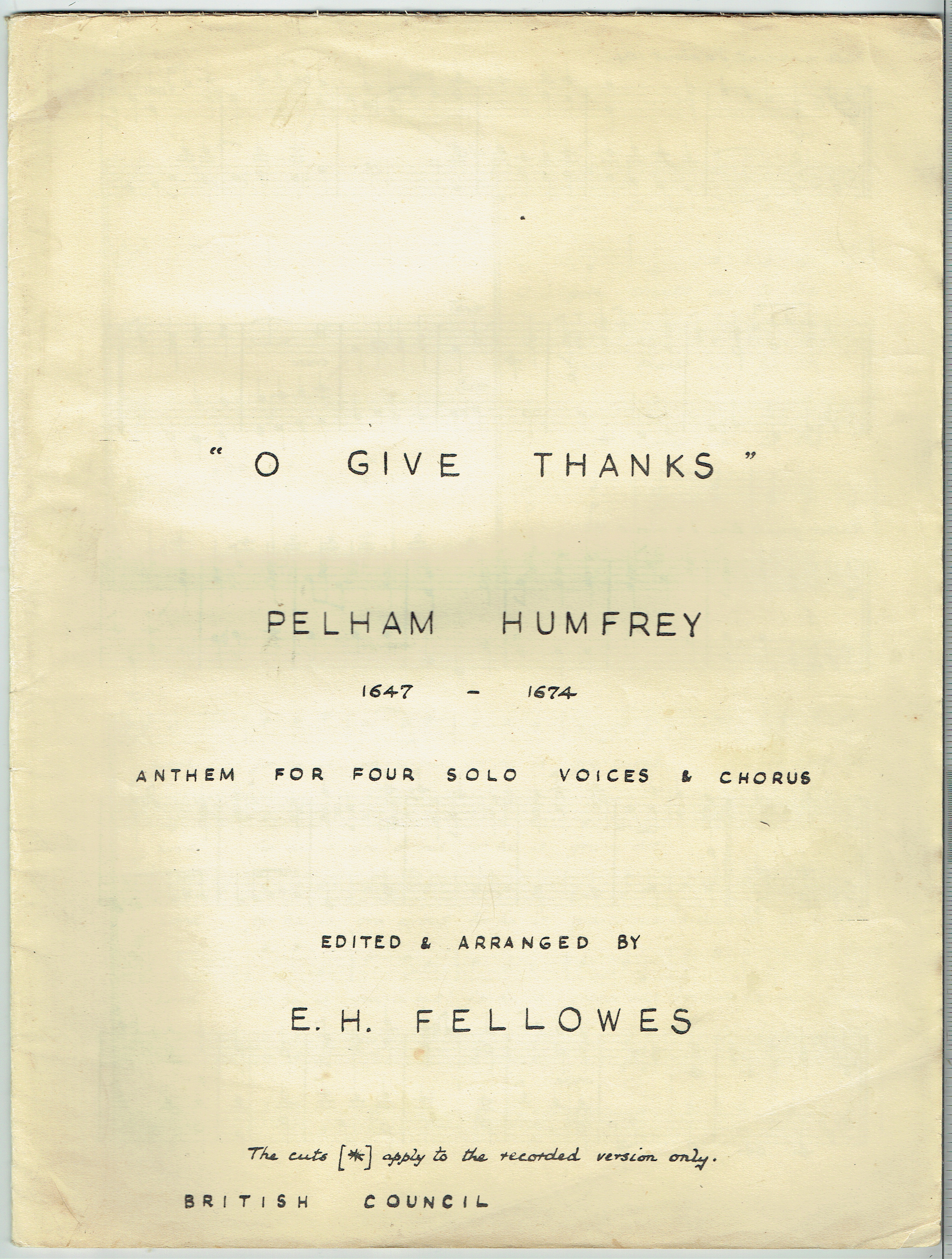 Image for &#34;&#34;&#34;O Give Thanks&#34;&#34;: Anthem For Four Solo Voices & Choir&#34;