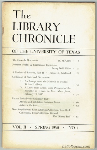 Image for The Library Chronicle Of The University Of Texas: Vol. II No.1 (Spring 1946)