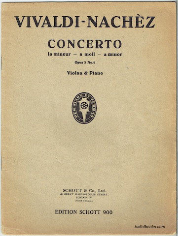 Image for Concerto La Mineur - A Moll - A Minor: Opus 3 No. 6. Violon & Piano (Edition Schott 900)