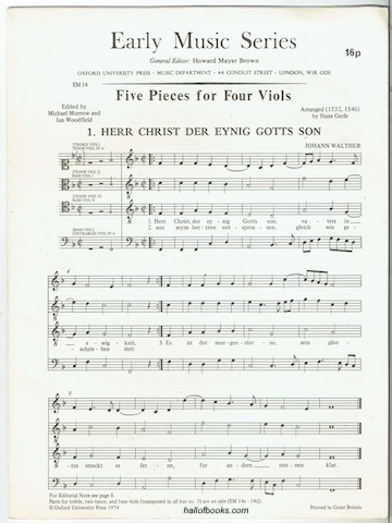 Image for Five Pieces for Four Viols (Early Music Series - EM14)