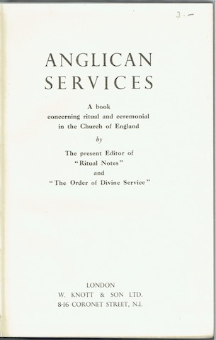 Image for Anglican Services: a book concerning ritual and ceremonial in the Church of England