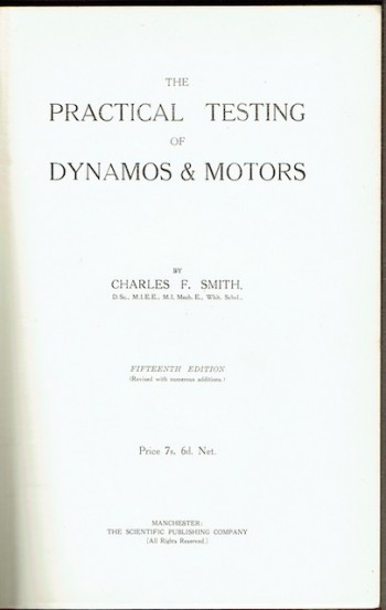 Image for The Practical Testing Of Dynamos & Motors