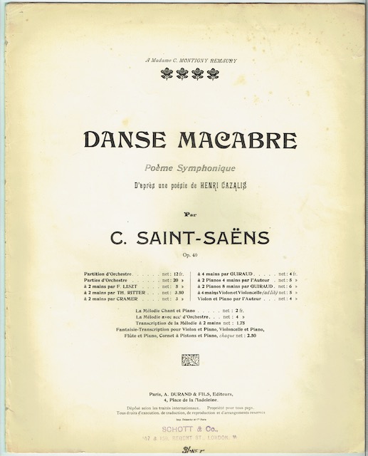 Image for Danse Macabre: Poeme Symphonique D’apres une poesie de Henri Cazalis, Op. 40. Piano a 2 mains par Cramer