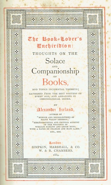 Image for The Book-Lover's Enchiridion: Thoughts On The Solace and Companionship Of Books