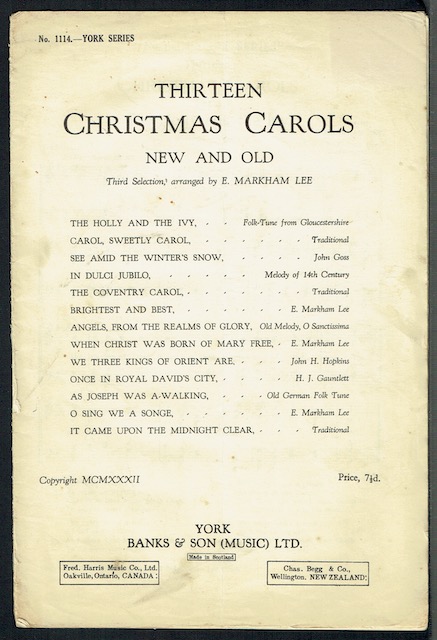 Image for Thirteen Christmas Carols, New And Old: Third Selection, Arranged By E. Markham Lee