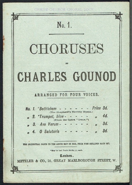 Image for Choruses by Charles Gounod, Arranged For Four Voices. No. 1: Bethlehem (The Shepherd's Nativity Hymn)