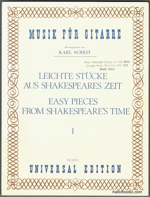 Image for Easy Pieces From Shakespeare's Time Volume 1: Transcribed From Lute Tablatures And Arranged For Guitar By Karl Scheit (UE 13973)