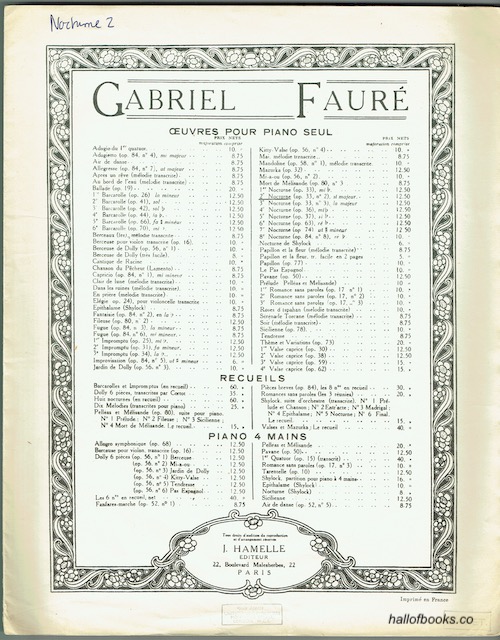 Image for Oeuvres Pour Piano Seul: 2me Nocturne en si majeur (op. 33, no. 2)