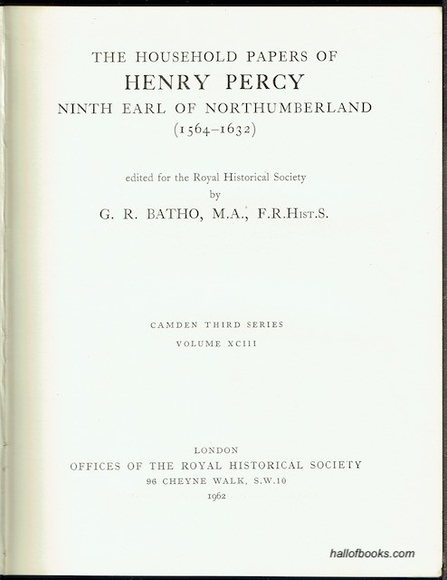 Image for The Household Papers Of Henry Percy, Ninth Earl Of Northumberland (1565-1632)