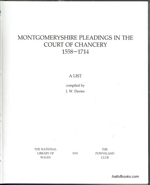 Image for Montgomeryshire Pleadings In The Court Of Chancery, 1558-1714