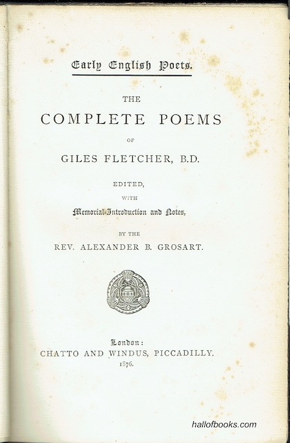 Image for The Complete Poems Of Giles Fletcher