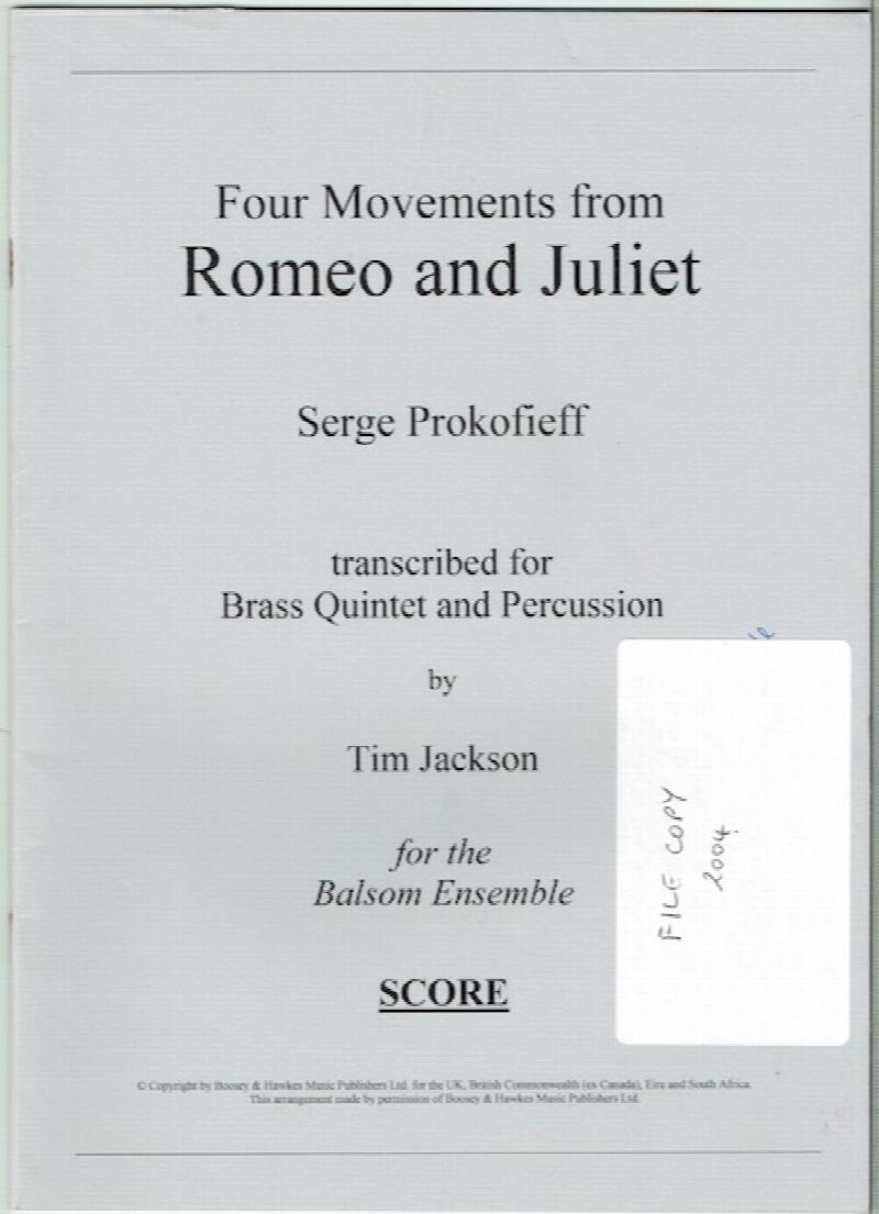 Image for Four Movements From Romeo And Juliet Transcribed For Brass Quintet And Percussion By Tim Jackson For The Balsom Ensemble