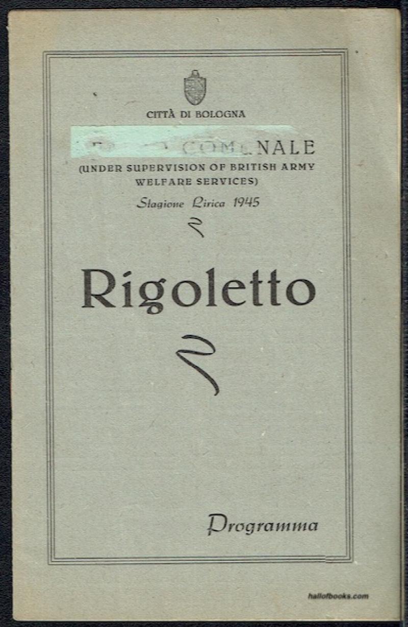 Image for Teatro Comunale: Rigoletto, Programa (Under The Supervision Of British Army Welfare Services). Stagione Lirica 1945