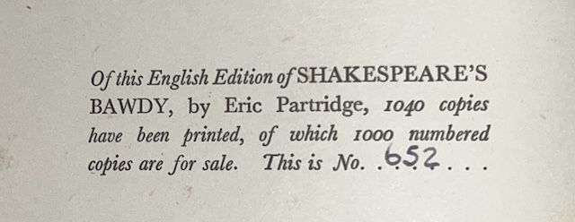 Shakespeare's Bawdy: A Literary & Psychological Essay And A Comprehensive Glossary