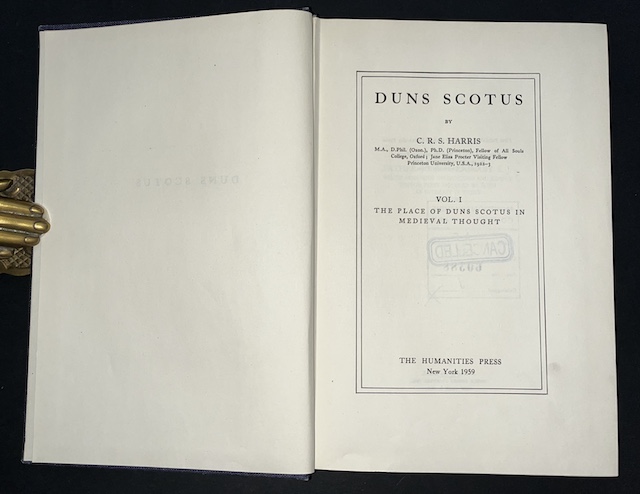 Duns Scotus Vol. 1: The Place Of Duns Scotus In Medieval Thought