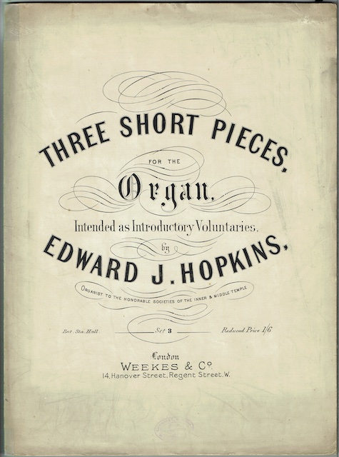 Three Short Pieces For The Organ Intended As Introductory Voluntaries
